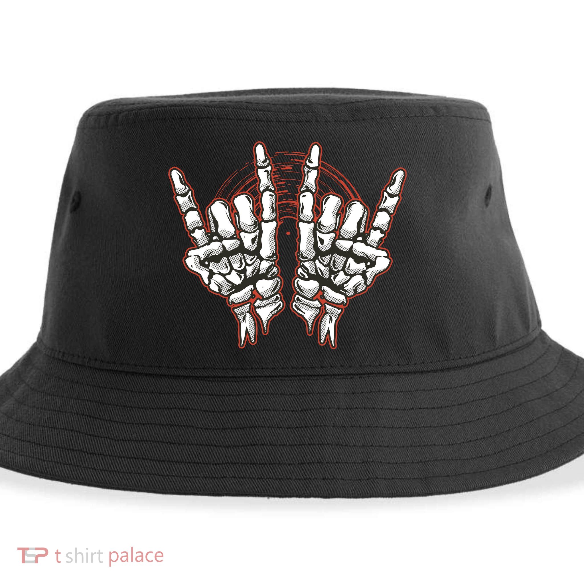 Skeleton Hands Rock And Roll Sustainable Bucket Hat