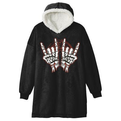 Skeleton Hands Rock And Roll Hooded Wearable Blanket