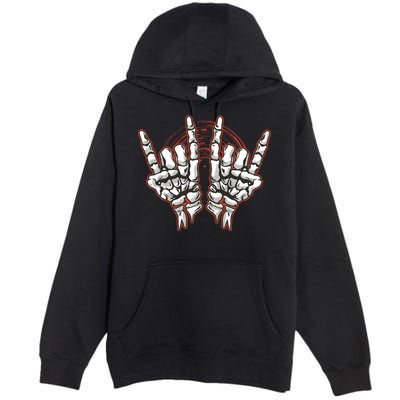 Skeleton Hands Rock And Roll Premium Pullover Hoodie