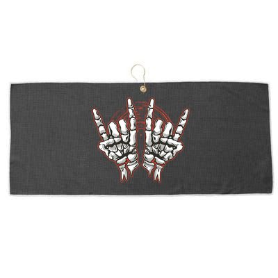 Skeleton Hands Rock And Roll Large Microfiber Waffle Golf Towel