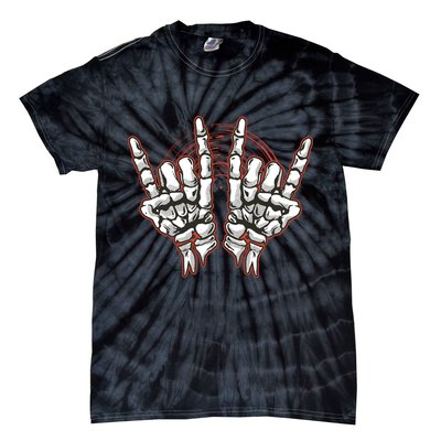 Skeleton Hands Rock And Roll Tie-Dye T-Shirt