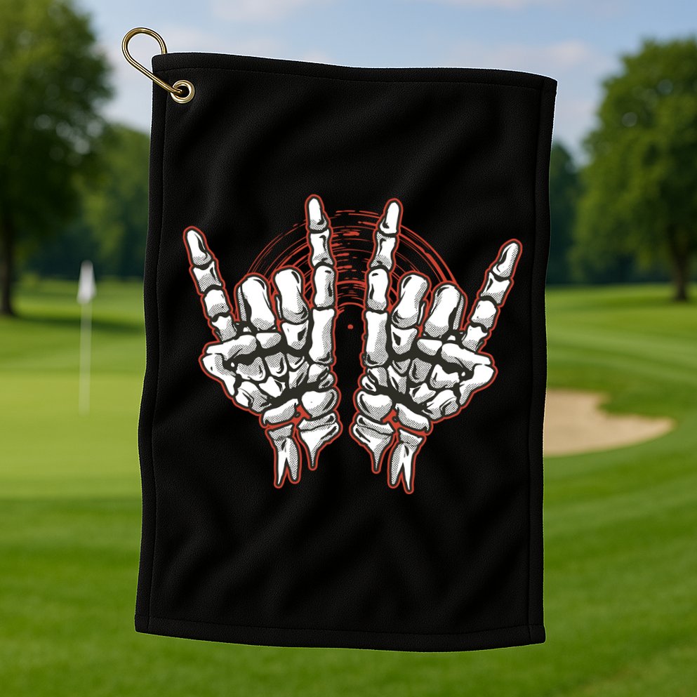 Skeleton Hands Rock And Roll Golf Towel