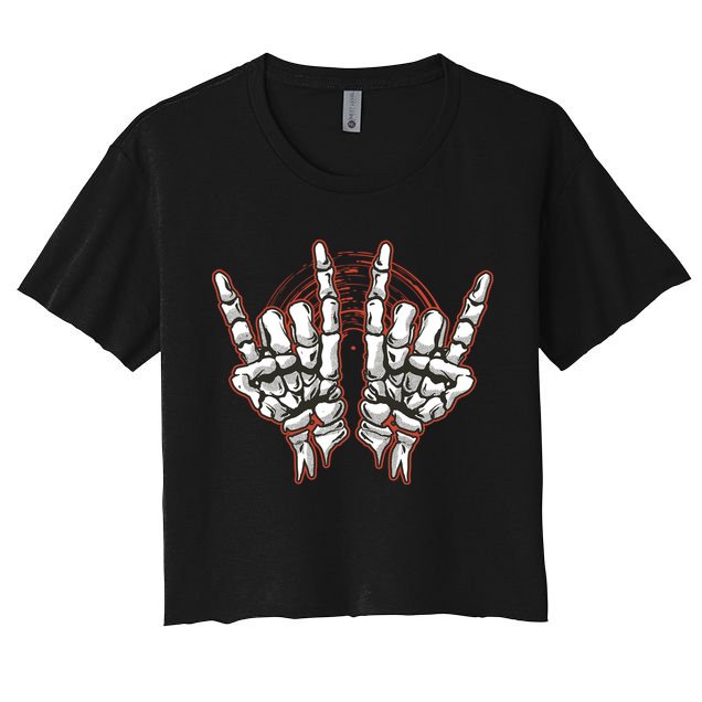 Skeleton Hands Rock And Roll Crop Top