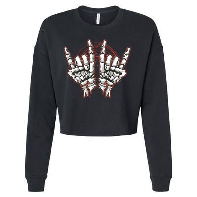 Skeleton Hands Rock And Roll Cropped Pullover Crew