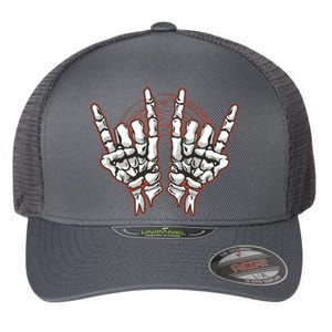 Skeleton Hands Rock And Roll Flexfit Unipanel Trucker Cap