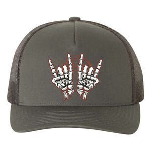 Skeleton Hands Rock And Roll Yupoong Adult 5-Panel Trucker Hat