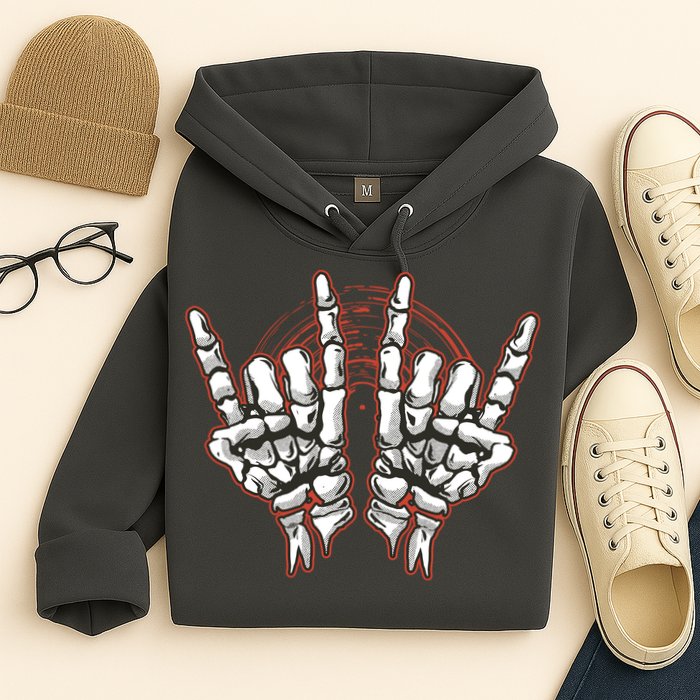 Skeleton Hands Rock And Roll Hoodie