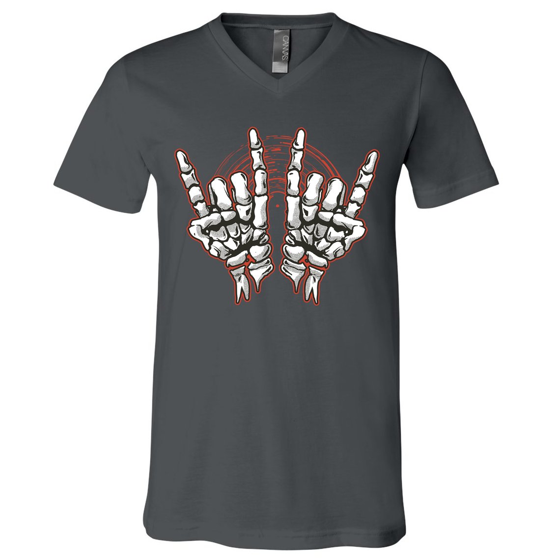 Skeleton Hands Rock And Roll V-Neck T-Shirt