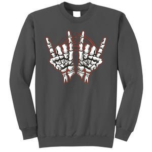 Skeleton Hands Rock And Roll Tall Sweatshirt