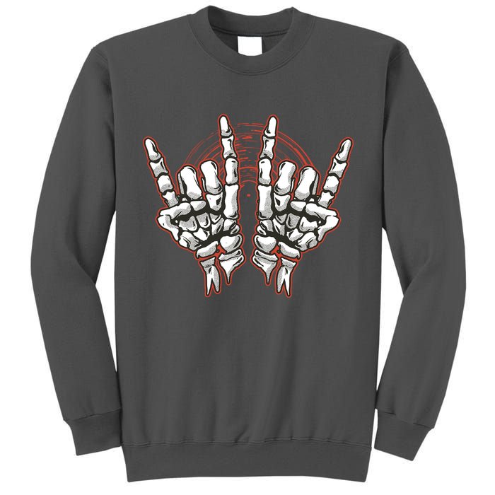 Skeleton Hands Rock And Roll Tall Sweatshirt