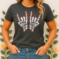 Skeleton Hands Rock And Roll Womens T-Shirt