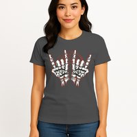 Skeleton Hands Rock And Roll Womens T-Shirt