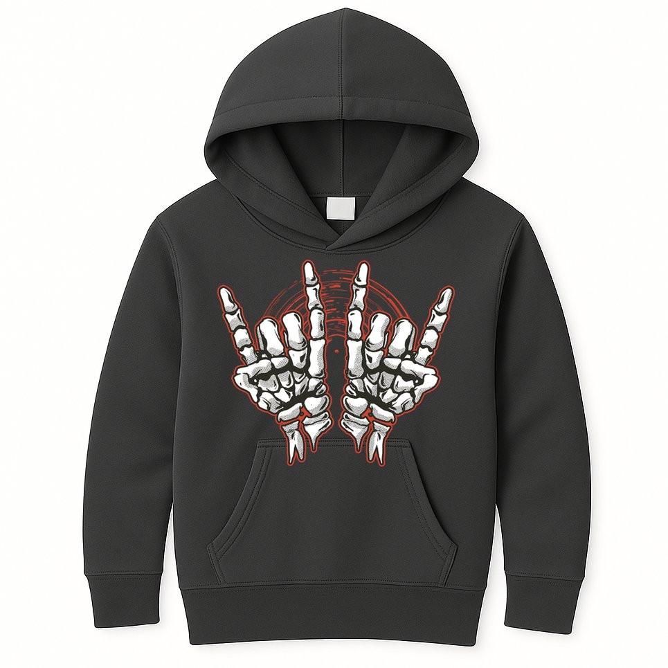 Skeleton Hands Rock And Roll Kids Hoodie