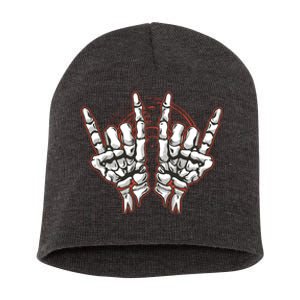 Skeleton Hands Rock And Roll Short Acrylic Beanie