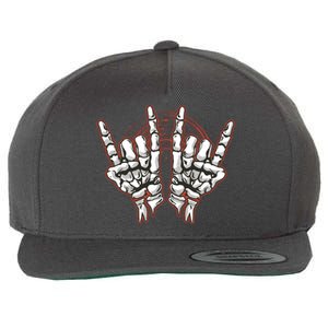 Skeleton Hands Rock And Roll Wool Snapback Cap