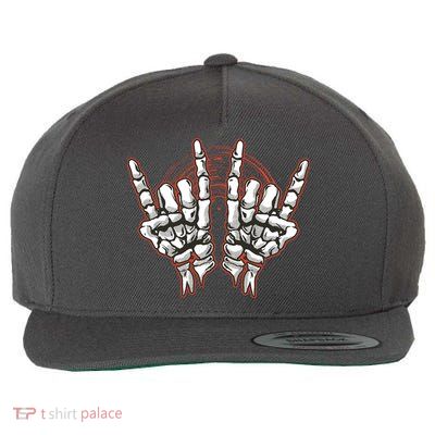 Skeleton Hands Rock And Roll Wool Snapback Cap