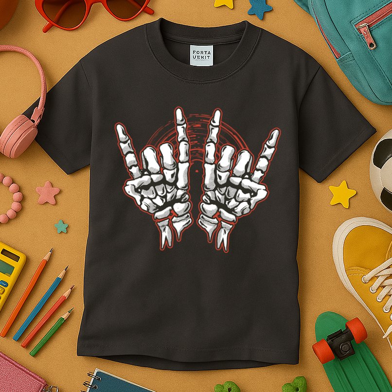 Skeleton Hands Rock And Roll Kids T-Shirt