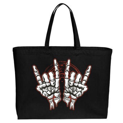 Skeleton Hands Rock And Roll Cotton Canvas Jumbo Tote