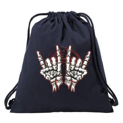 Skeleton Hands Rock And Roll Drawstring Bag