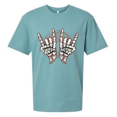 Skeleton Hands Rock And Roll Sueded Cloud Jersey T-Shirt