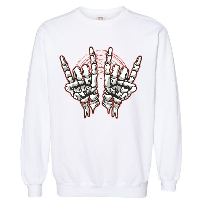 Skeleton Hands Rock And Roll Garment-Dyed Sweatshirt