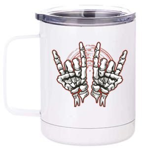 Skeleton Hands Rock And Roll 12 oz Stainless Steel Tumbler Cup