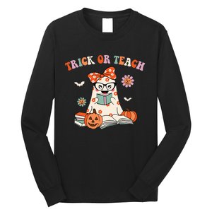 Spooky Halloween Retro Floral Ghost Teacher Costume Long Sleeve Shirt