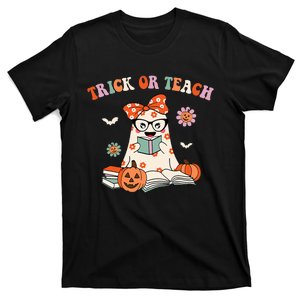 Spooky Halloween Retro Floral Ghost Teacher Costume T-Shirt