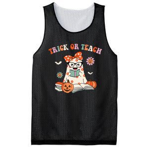 Spooky Halloween Retro Floral Ghost Teacher Costume Mesh Reversible Basketball Jersey Tank