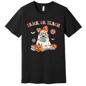 Spooky Halloween Retro Floral Ghost Teacher Costume Premium T-Shirt