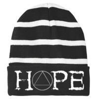 Sobriety Hope Recovery Alcoholic Sober Recover Aa Support Striped Beanie with Solid Band