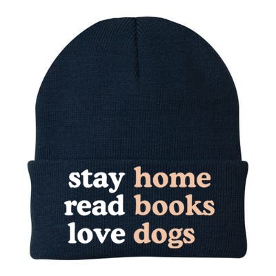 Stay Home Read Books Love Dogs Funny Quote Knit Cap Winter Beanie