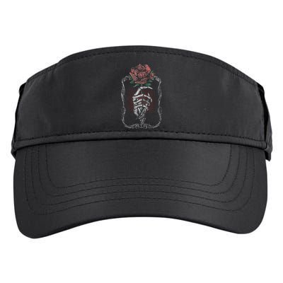 Skeleton Hand Rose Red Flower Gothic Tattoo Skull Occult Adult Drive Performance Visor