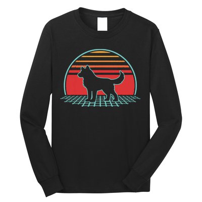 Siberian Husky Retro Vintage 80s Style Dog Lover Gift Long Sleeve Shirt