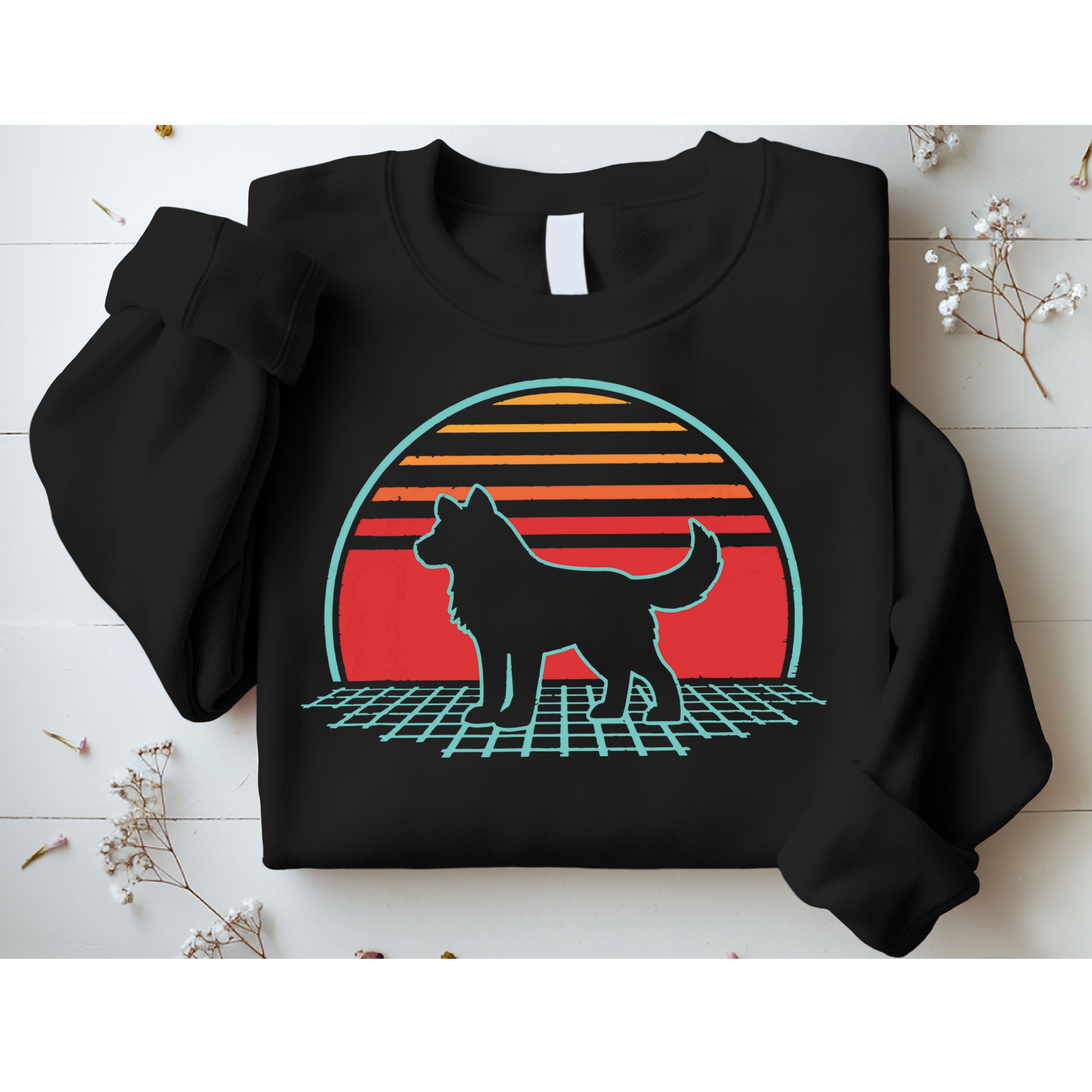 Siberian Husky Retro Vintage 80s Style Dog Lover Gift Sweatshirt
