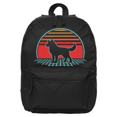 Siberian Husky Retro Vintage 80s Style Dog Lover Gift 16 in Basic Backpack
