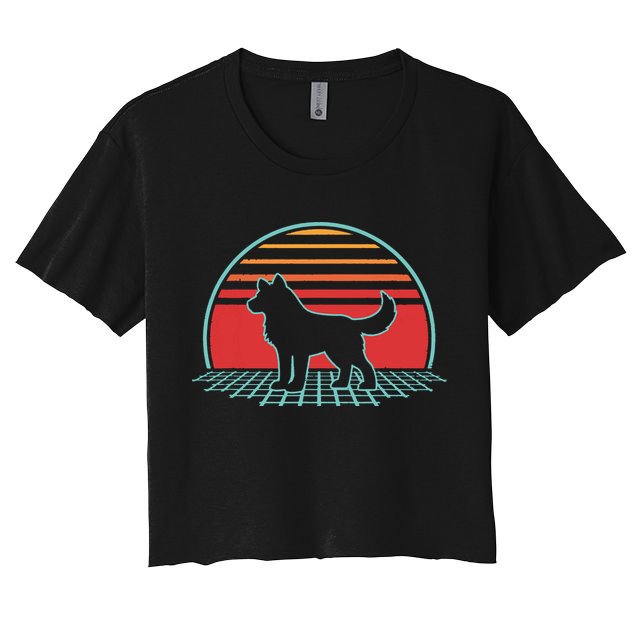 Siberian Husky Retro Vintage 80s Style Dog Lover Gift Crop Top