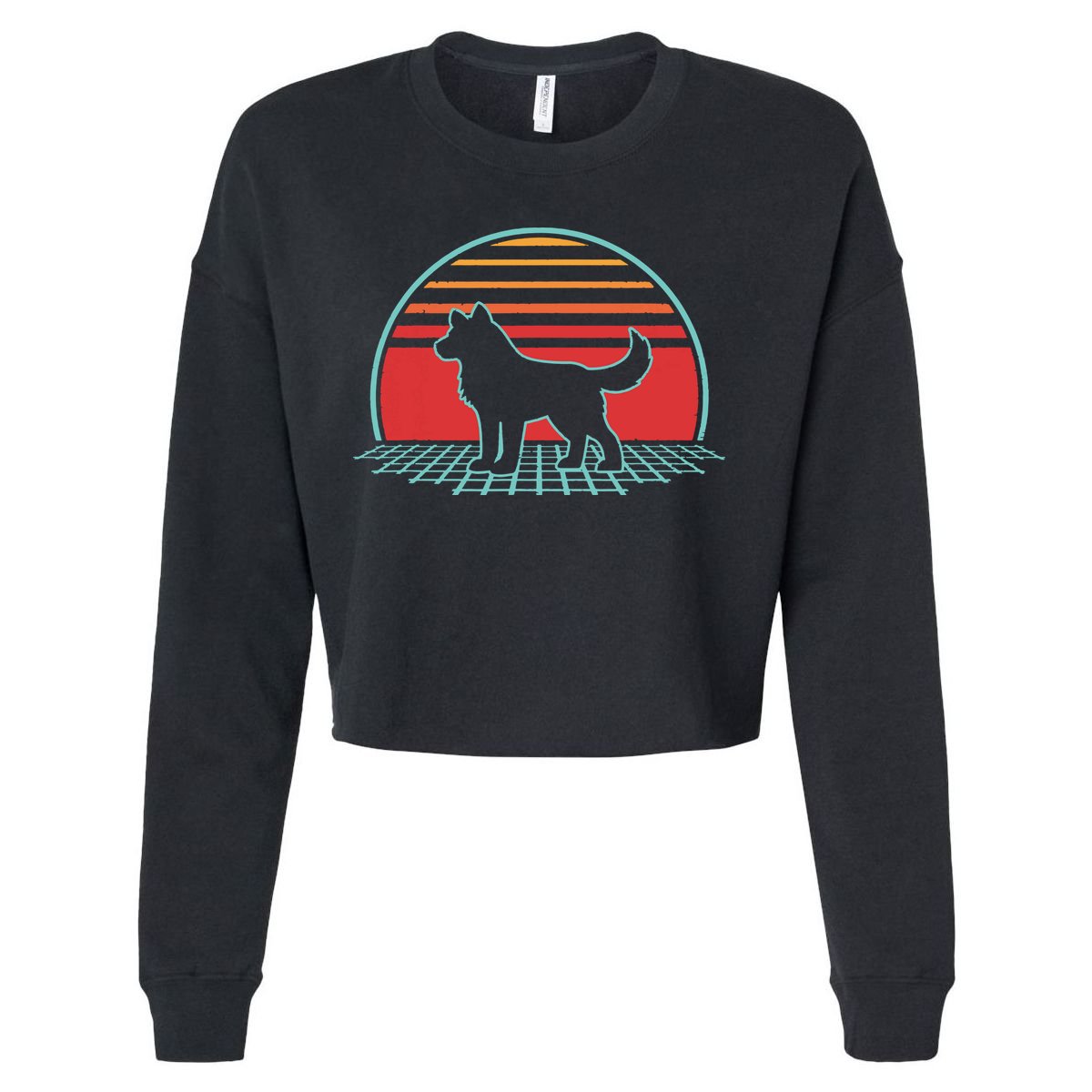 Siberian Husky Retro Vintage 80s Style Dog Lover Gift Cropped Pullover Crew