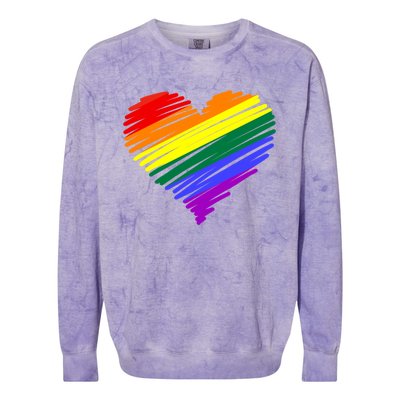 Scribble Heart Rainbow Valentines Day Lgbt Pride Gay Lesbian Gift Colorblast Crewneck Sweatshirt