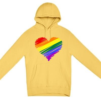 Scribble Heart Rainbow Valentines Day Lgbt Pride Gay Lesbian Gift Premium Pullover Hoodie