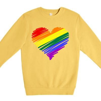 Scribble Heart Rainbow Valentines Day Lgbt Pride Gay Lesbian Gift Premium Crewneck Sweatshirt