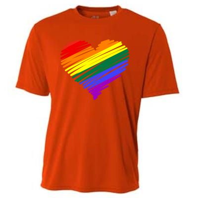 Scribble Heart Rainbow Valentines Day Lgbt Pride Gay Lesbian Gift Cooling Performance Crew T-Shirt