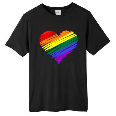 Scribble Heart Rainbow Valentines Day Lgbt Pride Gay Lesbian Gift Tall Fusion ChromaSoft Performance T-Shirt