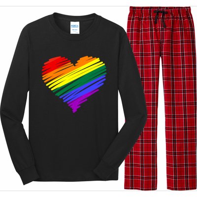 Scribble Heart Rainbow Valentines Day Lgbt Pride Gay Lesbian Gift Long Sleeve Pajama Set