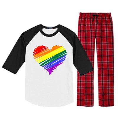 Scribble Heart Rainbow Valentines Day Lgbt Pride Gay Lesbian Gift Raglan Sleeve Pajama Set