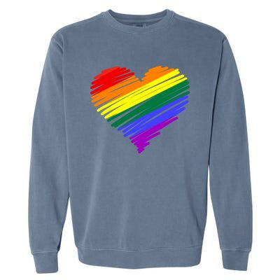 Scribble Heart Rainbow Valentines Day Lgbt Pride Gay Lesbian Gift Garment-Dyed Sweatshirt