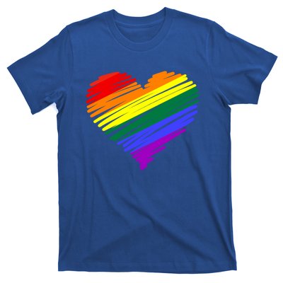 Scribble Heart Rainbow Valentines Day Lgbt Pride Gay Lesbian Gift T-Shirt