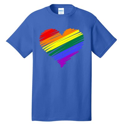 Scribble Heart Rainbow Valentines Day Lgbt Pride Gay Lesbian Gift Tall T-Shirt