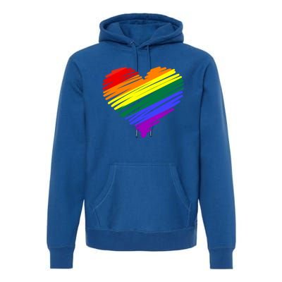 Scribble Heart Rainbow Valentines Day Lgbt Pride Gay Lesbian Gift Premium Hoodie