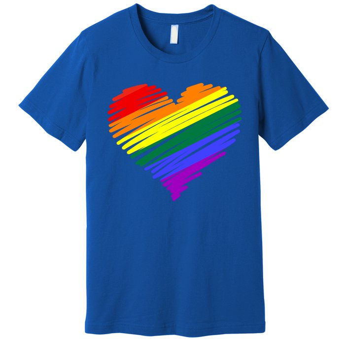 Scribble Heart Rainbow Valentines Day Lgbt Pride Gay Lesbian Gift Premium T-Shirt